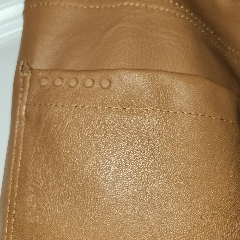 Blank NYC The Baxter Tan Vegan Leather Pants Straight Leg Size 29 High Rise Zip - Picture 8 of 14